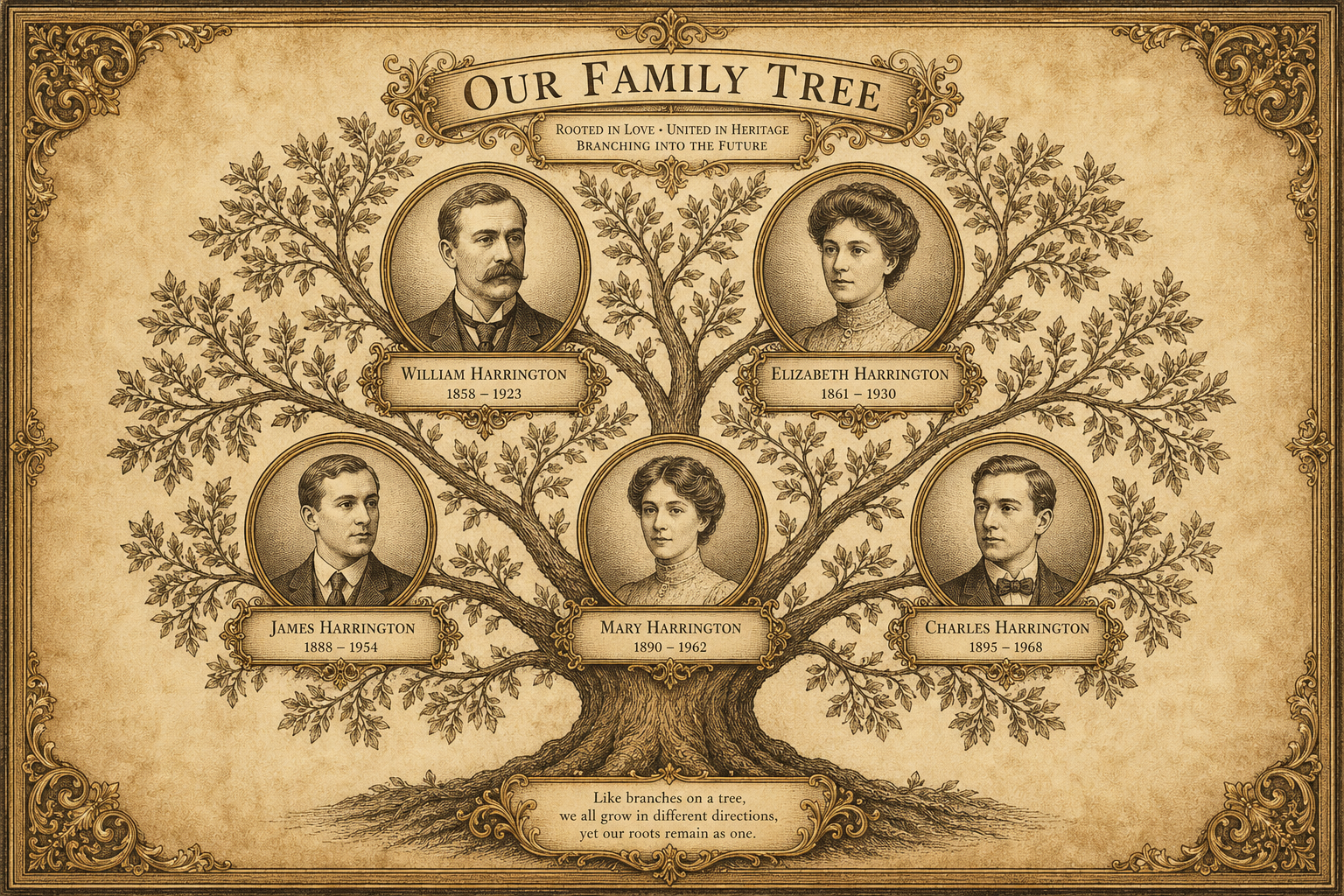 Vintage family tree example
